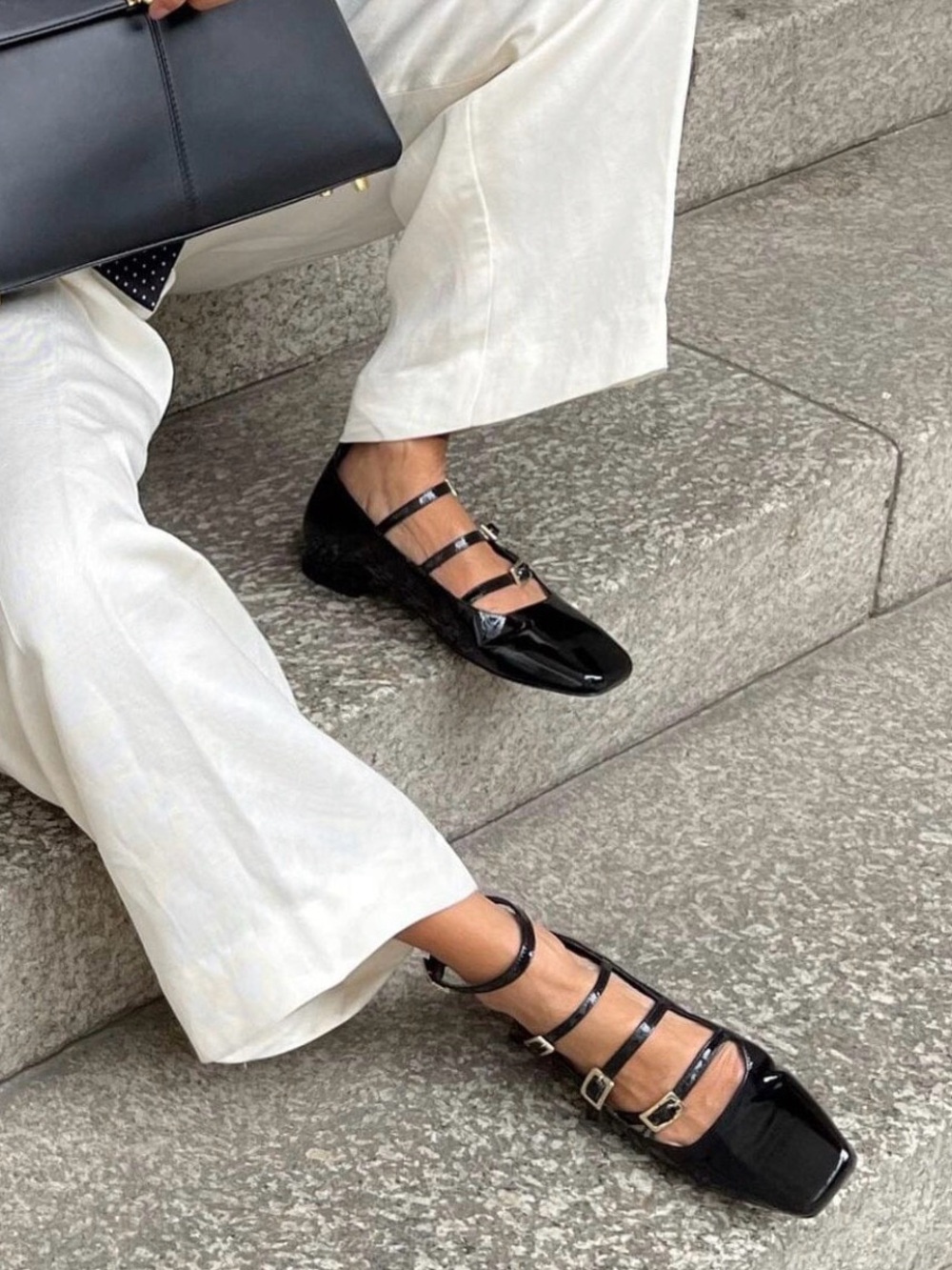 ALOHAS Luke Black Leather Flat